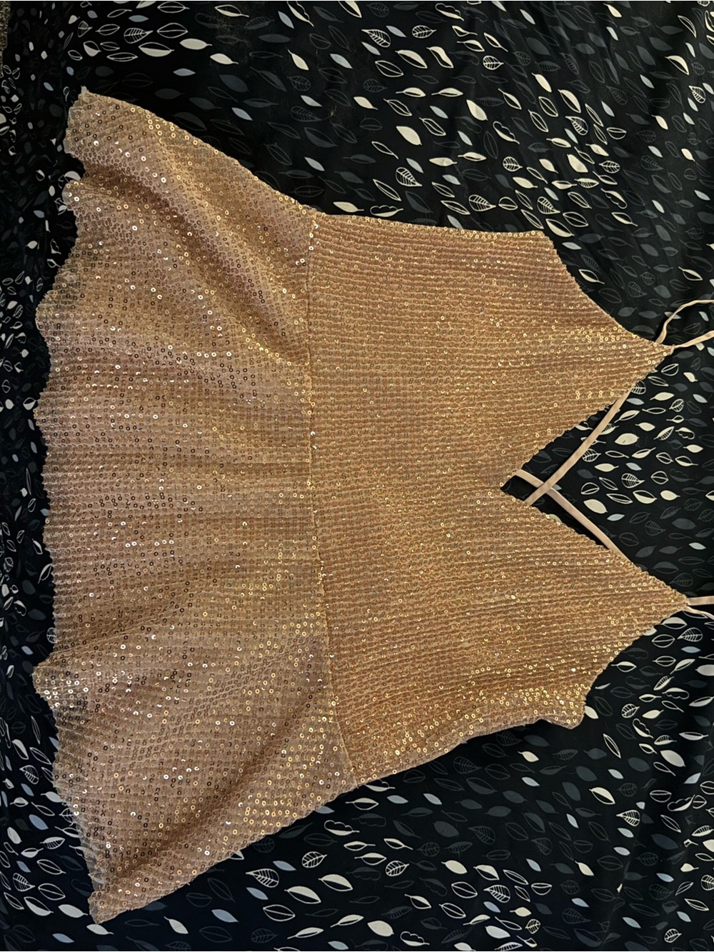 Express Gold Sequin V-Neck Peplum Camisole